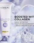 L'Oreal Paris Collagen Moisture Filler Face Cream with Broad Spectrum SPF 30, Anti-Aging Face Moisturizer and Daily Sunscreen For Face, Includes Face Serum Sample, Clear