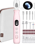 Electric Nail Drill, Cordless 2000 mAh Rechargeable Portable Nail File 12 in 1 Kit for Thick Toenails, 10 Speeds Nail Dril Machine Professional Manicure Pedicure for Hand Natural Nails Care (Pink)