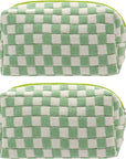 Pazimiik checkered makeup bag for