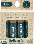 Organic Lip Balm Set, 4 Flavors - Moisturizing for Cracked & Dry Lips