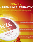 NZE Caffeine Nootropic Pouches (Lemon Cherry) - Nootropic Energy Pouches with 50mg Caffeine, Alpha GPC, L-Tyrosine & L-Theanine No Sugar or Artificial Sweeteners - 15 Nicotine Free Pouches A Can