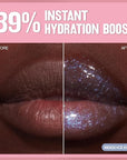 REVLON Super Lustrous Glimmer Gloss, Non-Sticky Lip Gloss, High-Shine Finish, Plant-Based Glitter, 009 Razz Beamy, 0.13 fl oz