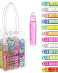 Expressions girl 12pc Roll On Lip Gloss Set with Carrying Case, Glossy Lip Make-up for Kids and Teens - Fruity Flavors, Non Toxic, Kid Friendly, Party Gift, Best Friends