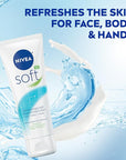 NIVEA Soft Refreshingly Soft Moisturizing Cream, Lightweight Moisturizer for Face, Body and Hands, Body Cream Enriched with Jojoba Oil and Vitamin E, 2.6 Oz Tube, Pack of 3