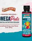 Barlean's Omega Pals Omega 3 for Kids, Yummy Straw-Nana Flavored Children's Liquid Flax Seed Oil Supplement with 1,483 mg ALA, Non-GMO, Vegan Brain & Eye Health, 8 oz