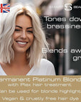 Smart Beauty Platinum Blonde Hair Dye Permanent, with Plex Anti-Breakage Technology that Protects Rebuilds Restores Hair Structure, Permanent Hair Colour, Bleach Hair Dye, Vegan, Cruelty Free
