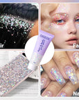 DAGEDA Rainbow Color Body Glitter Gel, Holographic Face Glitter Body Gel Rave Party Accessories, Chunky Glitters for Face Hair Nails, Cosmetic Laser Powder Festival Sequins Paint Makeup
