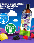 GuruNanda Kids Oil Pulling, Alcohol-Free Mouthwash, Essential Oils & Vitamins for Fresh Breath & Happy Gums for Ages 6 & up, Natural Berry Lemon Rose, 8 Oz