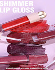 Shimmer Gloss Lipstick, Slicks Lip Gloss Diamond Shiny Pink Dark Red Purple Glitter Sparkly Glossy Shimmer Waterproof Girls Lip Glaze for Women, Long lasting High Pigmented Lips Makeup(#05)