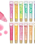 EXPRESSIONS 12pc Clear Lip Gloss Pack - Oils With Vitamin E and Essential Oils, Flavored Clear Tubes, Hydrating Glow Oil, Tinted Oil, Moisturizer
