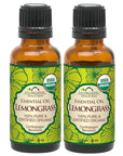 US Organic 100% Pure Lemongrass Essential Oil, USDA Certified Organic, Extracted by Steam Distillation Method, for Hair, Nail Polish Remover, Bees Attraction, and More. 30 ml, Value 2 Pack