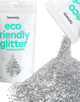 Hemway Eco Friendly Biodegradable Glitter 100g / 3.5oz Bio Cosmetic Safe Sparkle Vegan for Face, Eyeshadow, Body, Hair, Nail and Festival Makeup, Craft - Extra Chunky (1/24" 0.040" 1mm) - Silver