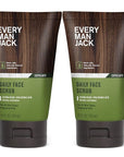 Every Man Jack Gentle Exfoliating Face Scrub For Men- Exfoliate Away Dead Skin, Moisturize, and Revive Tired Skin with Jojoba Beads, Hyaluronic Acid, and Caffeine - 4.2 oz Men’s Face Scrub -Twin Pack