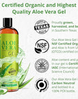 Seven Minerals Organic Aloe Vera Gel from freshly cut 100% Pure Aloe - Big 12oz - HighestQuality, Texas grown, Vegan, Unscented - For Face, Skin, Hair, Sunburn relief