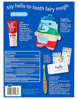 hello Tooth Fairy Kit with Tooth Fairy Door Hanger and Teddy Bear, Includes Full Size Fluoride Kids Strawberry Toothpaste and Kids Toothbrush, for Children Ages 3 and Up