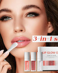 3 Color Tinted Plumping Lip Oil Gloss Set, Ultra Hydrating & Nourishing Lip Care, Smooth Glossy Shiny Transparent Plumping Lip Glow Oil (SET B)
