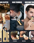 RESUXI Hair Clipper for Men T Blade Zero Gapped Nose Hair Trimmer Set,Professional Cordless Barber Clippers Hair Cutting Machine Haircut Grooming Kit,Gold