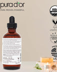 PURA D'OR 4 Oz ORGANIC Jamaican Black Castor Oil - Natural Smoky Scent - 100% Pure USDA Certified Cold Pressed, Hexane Free Eyelash & Eyebrow Serum - For Fuller, Thicker Lashes & Brows - Skin & Hair
