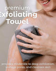 MainBasics Exfoliating Shower Towel - Japanese Nylon Bath Towel and Body Washcloth, Quick-Dry, Durable, Deep Exfoliation (Set of 3, Black Ice)