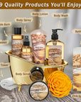 Spa Gift Baskets For Women - Luxury Bath Set With Honey & Almond - Spa Kit Includes Body Wash, Bubble Bath, Lotion, Bath Salts, Body Scrub, Body Spray, Shower Puff, and Towel
