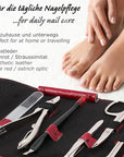 3 Swords Germany - brand quality 7 piece manicure pedicure kit set - nail care tools by 3 Swords - red ostrich optic