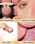 KIMUSE Baked Blush, Lighting Glow Marbleized Blush Powder Face