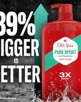 Old Spice Refreshing Body Wash for Men, High Endurance, 3X Defense, 24/7 Shower Fresh with Long Lasting Scent, Pure Sport Scent, 33.4 oz (Pack of 4)