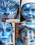 UCANBE Light Blue Face Body Paint Makeup Foundation, Cream Greasepaint for Kids & Adult, Non-Toxic FX Face Painting Kit for Halloween Smurf Avatar Corpse Bride Sally Face Makeup, Costume Cosplay Party