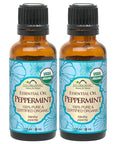 US Organic 100% Pure Peppermint Essential Oil - USDA Certified Organic - 30 ml Pack of 2 - w/Improved caps and droppers (More Size Variations Available)