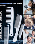 SALONSILK Combs for Women and Men, 4PCS Translucent Professional Comb Set, Wide Tooth Rat Tail Fine Tooth Set for All Hair Types
