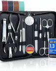 Manicure Set Women and Men – 12-Piece Professional Grooming Kit with Premium Tools, Genuine Leather Case, and Exclusive Glass Nail File for Hand & Foot Care, German Quality