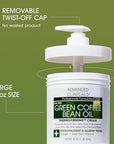 Advanced Clinicals Green Coffee Bean Thermo - Firming Body Lotion | Caffeine Infused Collagen Cream Moisturizer & Body Cream For Women, Stomach, Legs, & To Improve Look Of Textured Crepey Skin, 16 Oz