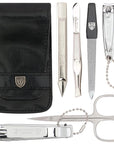 3 Swords Germany - brand quality 6 piece manicure pedicure grooming kit set for professional nail care with black synthetic leather case - Made in Germany