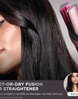 Shark FlexFusion Hair Straightener & Powerful Hair Dryer with Diffuser, Fusion Hair Brush, Ceramic Air Styler with Auto-Wrap Hair Curlers, Ceramic Plates, Cosmic Blush HD642S