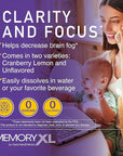 MemoryXL, Magnesium L-Threonate: Brain Supplement for Memory & Focus; Magtein®, Phosphatidylserine, Vitamin Mix. Improves Memory Focus Attention Learning & Logic. 0 Sugar, 0 cal, 30pk Unflavored
