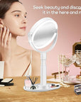 B Beauty Planet Makeup Mirror with Lights, Lighted Magnifying Mirror 30X with 3 Lighting and Adjustable Brightness, 2-Sided Height Adjustable Vanity Mirror for Bathroom, Gifts for Women White