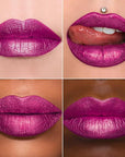 MAKI YIKA Hot Pink Lipstick for Women Metallic Lipsticks Glitter Long Lasting Lipstick No Smudge No Transfer Liquid Lip Gloss (BR19 Unheated)