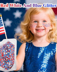 MEICOLY Red White and Blue Face Body Glitter,Sparkle Patriotic Pride Chunky Hair Glitter for Kids Women,4th of July Accessories Outfits for Women