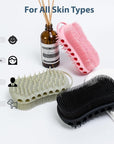MtBoi Double-Sided Exfoliating Silicone Body Scrubber, 2-in-1 Bath Scrubber, Shampoo Brush, Silicone Loofah for All Skin Types, Shower Body Scrubber, Easy to Clean, Lather Well (Pink)