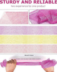 3 Piece Bright Style African exfoliating net Exfoliating Shower Set Long Bath Sponges for Smooth, Refreshed Skin, The Exterior Gleams - Ideal for Daily Use (Bright Yellow, Pink, Purple)