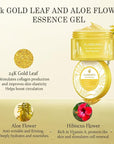 Aloderma Age-Defying 24K Gold Leaf Aloe Flower Essence Gel, Made within 12 Hours of Harvest - Luxurious Aloe Gel with Allantoin & Hyaluronic Acid for a Glowing, Shimmering, Youthful Complexion, 7oz