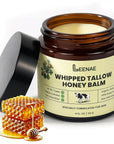 Whipped Beef Tallow Honey Balm | Grass Fed Tallow Face Moisturizer | Natural Unscented Beef Tallow for Skin with Olive Oil (4 Oz)