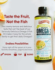 Barlean's Citrus Sorbet High Potency Omega 3 Fish Oil Liquid Supplement, 1500mg of EPA & DHA Fatty Acid, Smoothie Flavored & Burpless for Brain, Joint, & Heart Health, 16 oz