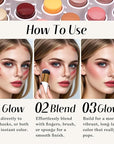 KIMUSE Face Sticks Trio, Cream Blush Stick & Highlighter Stick & Contour Stick for Sculpt the Cheeks, Long Lasting Cream Contour Stick Trio for Face Makeup, with Brush