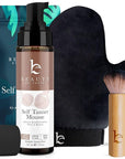 Self Tanner Tanning Mousse Kit - USA Made with Natural & Organic Ingredients, Tan Kit with Kabuki Brush & Mitt, Tanning Foam for Fake Tan, Non Toxic Sunless Tanner, Self Tanners Best Sellers