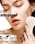 NågraCoola CLIE 2.0 Silicone Face Scrubber, Facial Cleansing Brush, Rechargeable, Waterproof Face Scrub Brush for Deep Cleansing, Exfoliating, Massage, with Eye Roller, for Women and Men - Oat