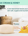 Himalaya Nourishing Cream & Honey Cleansing Bar, Face and Body Soap for Soft Skin, 4.41 oz, 6 Pack