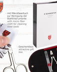 3 Swords Germany - brand quality 7 piece manicure pedicure kit set - nail care tools by 3 Swords - red ostrich optic