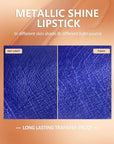 MAKI YIKA Blue Lipstick for Women Metallic Lipsticks Glitter Long Lasting Lipstick No Smudge No Transfer Liquid Pink Lip Gloss (BR015 Blue Storm)