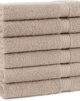 Arkwright Bathroom Hand Towels Set of 6 - Super Soft 100% Cotton, 600 GSM Quick Dry & Absorbent, Luxury Bath Essentials for Hotels, Spa, Hosts, and Vacation Rentals, Latte Beige
